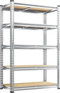 REIBII Garage Shelving, 5 Tier Storage Shelves Load 2400LBS, Adjustable Garage Shelves Heavy Duty, Metal Shelving Unit with Waterproof Columns for Warehouse, 35.5" W x 11.9" D x 72" H, Galvanized