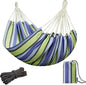 JoyView Brazilian Double Hammock with Hanging Ropes Extra Large 86.6x59” Portable Cotton Hammock for Patio Backyard Porch 450LBS Weight Capacity Perfect for Outdoor/Indoor - Blue & Green Stripes