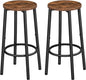 HOOBRO Bar Stools, Set of 2 Bar Chairs, Kitchen Round Height Stools with Footrest, Breakfast Bar Stools, Sturdy Steel Frame, for Dining Room, Kitchen, Party, Easy Assembly, Rustic Brown BF03BY01