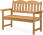 ONBRILL Outdoor Bench, 2-Person Poly Lumber Garden Bench with 800 lbs Weight Capacity, All-Weather Patio Bench with Armrests and Backrest for Garden, Porch, Backyard and Park, Teak