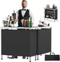 VINGLI 39" Portable Bar Table, 3-Tier Shelves, Mobile Bar Table for Events, Party, Camping, Picnic, Tradeshow, Indoor with Black Skirt(1 Pack) (2, 39")