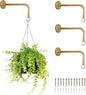 Ilyapa 4 Pack Metal Plant Wall Hanger Hooks - 7 in. Hook for Hanging, Baskets, and Macrame, Indoor Hangers in Rustic Brass Finish, Wall Planters