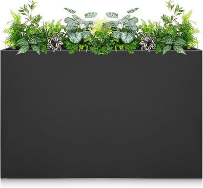 Galvanized Steel Planter Box - No Installation Required Metal Rectangular Block Long Box Planter Modern Outdoor Planters All-Weather Use with Drainage Holes for Patio/Porch, 36×24×12IN