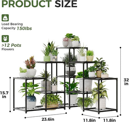 Bamworld Corner Plant Stand Indoor Metal Plant Shelf 5-Tier 11 Potted Flower Shelves Garden Black Plant Holder Rack for Garden Living Room Patio Morden Home Decor Gardening Gifts