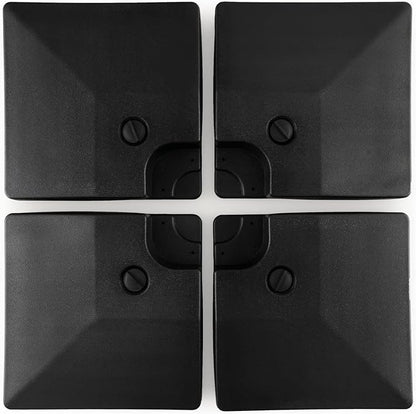 Tangkula 4-Piece 20L Cantilever Offset Patio Umbrella Base, 284 Lbs Heavy-Duty Water & Sand Filled Umbrella Stand, Square Weighted Plate Set with Easy-Fill Spouts, Black