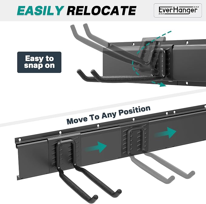 Storage Rack Wall Mount Tool Organizer, Black Alloy Steel, 6 Hooks