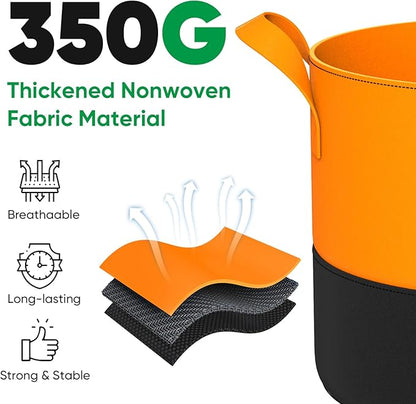 5-Gallon Grow Bags: 6 Pack Heavy Duty 350G Thickened Fabric Pots Nonwoven Felt Garden Bags for Growing Vegetable Fruit Flower with Plant Labels