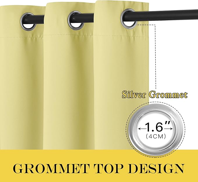 NICETOWN Blackout Room Divider Curtains for Sliding Glass Doors 102 Inches Long 1 Panel, Extra Wide Curtains for Doorway Patio Bedroom Living Room (Paler Yellow, 80Wx102L, 1 Panel)