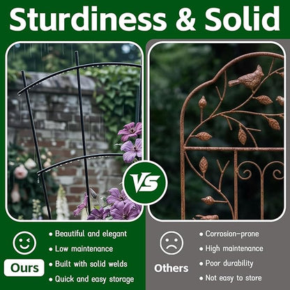 4 Pack 23'' Indoor Plant Trellis for Potted Plants Climbing, Outdoor Metal Garden Trellis Houseplants Flowers Vine Ivy,Fan Shape, Black