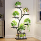 Plant Stand Indoor with Grow Lights, 7 Tiered Indoor Plant Shelf, 49" Corner Plant Stands for Indoor Plants, Metal Plant Flower Display Shelf, Tree-Shaped Plant Rack for Home, Black