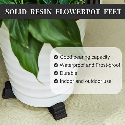 Kigeli 6 Pcs Resin Garden Pot Feet for Outdoor Planters 3 Inch Long 1.5 Inch Tall Flower Handmade Elevator Plant Feet Frost Proof Lifter for 14-20 in Pot(Black)