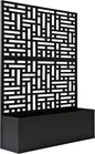 Oakland Living 6 ft. X 4 ft. Black Freestanding Metal Privacy Screen Room Divider with Flower Box