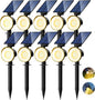 nipify 10 Pack Solar Spot Lights Outdoor Waterproof with 3 Modes, Solar Spotlight Light for Outside Yard Landscape Lighting Pathway Lights Wall,Warm White