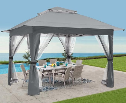 COOSHADE 13x13 Pop Up Gazebo Tent Outdoor Canopy Patio Shelter with Mosquito Netting(Grey)