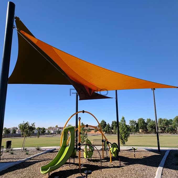 Patio Paradise 10' x 10' x 10' Sun Shade Sail Triangle Canopy Shade Cloth Fabric Sunlight Block Patio Pergola Cover HDPE Deck Awning for Outdoor Backyard Roof Shading, Orange