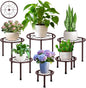 6 Pack Metal Plant Stands, Heavy Duty Plant Stand for Indoor Outdoor, Anti-Rust Iron Flower Pot Stands Outdoor Plant Holder, Potted Plant Shelf for Living Room Balcony Garden Patio, Bronze