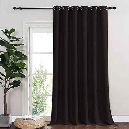 NICETOWN Blackout Curtains & Drapes - Privacy Thermal Efficiency Backdrop Curtains for Bedroom Room Divider Living Room Patio Sliding Glass Door, Wide 80 x Long 144 inch, Toffee Brown, 1 Panel