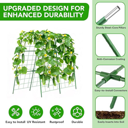 Cucumber Trellis for Raised Bed, U-Shape Garden Trellis for Climbing Plants Outdoor, Metal Arch Vegetables Trellis, Plant Support for Grape Vine Beans Squash Peas Flower