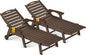 Ciokea Outdoor Chaise Lounge Chair Set of 2, Patio Lounge Chairs for Outside, HDPE Lounge Chairs with Wheels & Cup Holder, Poly Lounge Chair with 5 Position for Poolside, Deck, Dark Brown