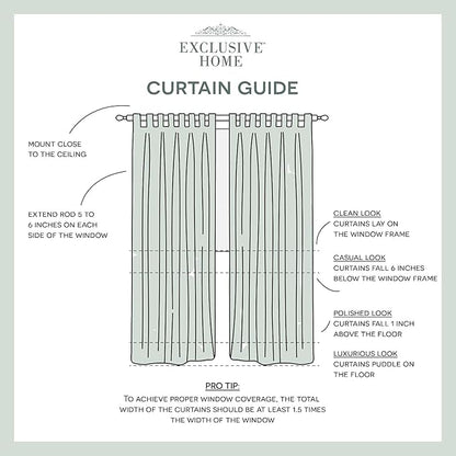 EXCLUSIVE HOME Cabana Solid Indoor/Outdoor Light Filtering Hook-and-Loop Tab Top Curtain Panel Pair, 54"x120", Taupe