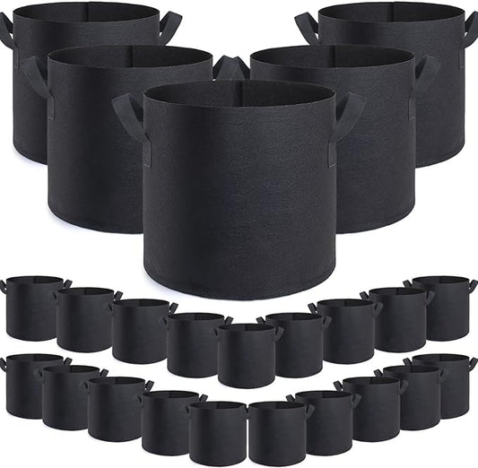 GROWTNT 10 Gallon Grow Bags 24 Pack,10 Gallon Fabric Pots,Garden Bags to Grow Vegetables,Planter Bag for Vegetables,Garden Pots with Two Handles.
