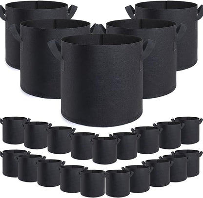 GROWTNT 3 Gallon Grow Bags 24 Pack,3 Gallon Fabric Pots,Garden Bags to Grow Vegetables,Planter Bags for Vegetables,Garden Pots with Two Handles.