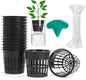 ORIMERC 4 inch 15 Pack Net Cups Pots, with 15 feet Self Watering Rope, 15 Plant Labels, for Hydroponics Aquaponics Kratky Orchid Vegetable Indoor Outdoor Growing Baskets Nursery Slotted Mesh BPA Free