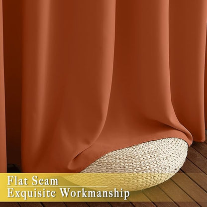 NICETOWN Blackout Bedroom Curtain 72 inches Long - Grommet Sound Reducing Window Treatment Privacy Drape Room Darkening Light Blocking for Living Room (Burnt Orange, 1 Panel, W52 x L72)