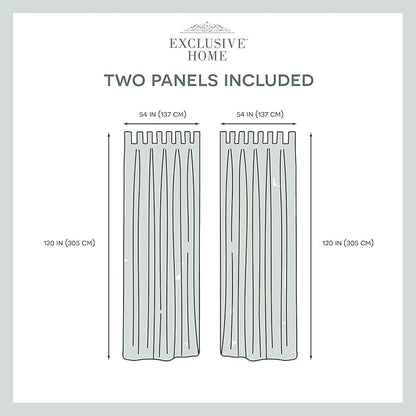 EXCLUSIVE HOME Cabana Solid Indoor/Outdoor Light Filtering Hook-and-Loop Tab Top Curtain Panel Pair, 54"x120", Winter White