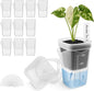 12 Pack 2" Mini Self Watering Pots for Indoor Plants,Small Clear Plastic Planters,Alocasia Corm Propagation,African Violet,Cutting,Seeding,Water Level Indicator,Drainage Hole,12 Plant Label