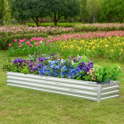 2 Pack 6x1.5x1FT Galvanized Raised Garden Beds Kit Outdoor Metal Gardening Planter Box for Vegetable Elevated Flower Herbs,Silver