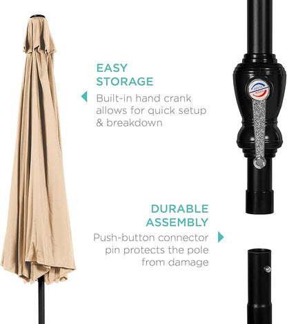 Best Choice Products 10ft Outdoor Table Compatible Steel Polyester Market Patio Umbrella w/Crank and Easy Push Button Tilt