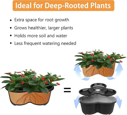 VECELO 7 Tier Vertical Garden Planter, Self Watering Stackable Planters with Wheels for Strawberries, Herbs, Flowers, Vegetables, Black