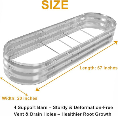 GADI 67-Inch Galvanized Raised Garden Bed, Metal Planter Box for Vegetables and Flowers, Large Outdoor Gardening Kit, Easy DIY Assembly, Weather-Resistant & Rust-Proof