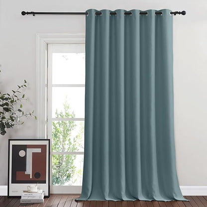 NICETOWN Blackout Curtains & Drapes - Privacy Thermal Efficiency Backdrop Curtains for Bedroom Room Divider Living Room Patio Sliding Glass Door, Wide 80 x Long 144 inch, Greyish Blue, 1 Panel