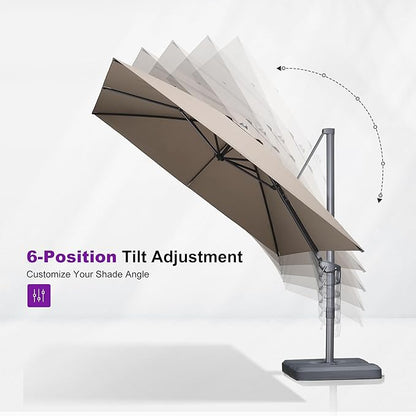 PURPLE LEAF Patio Umbrella 10' X 13' Rectangle Cantilever Umbrella Large Aluminum Outdoor Umbrellas with 360-degree Rotation & UPF40+ Premium Fabric for Deck Pool Garden Yard, Sand Dune