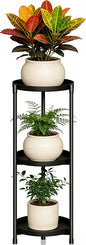 SYQ 3 Tier Plant Stand Indoor Outdoor - 34'' Extra-Tall Metal Plant Stands for Potted Plants Multiple Tiered Plant Shelf Vertical Black Iron Planter Rack Large Flower Pot Holder Table for Patio Corner