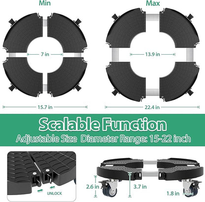 VANCASTLE Plant Caddy with Lockable Wheels Heavy Duty 450lbs Capacity, 15-22 Inch Adjustable Plant Stand with Wheels Rolling base, Plant Dolly for Flower Pot Mover Indoor Outdoor, Black, 1 Pack