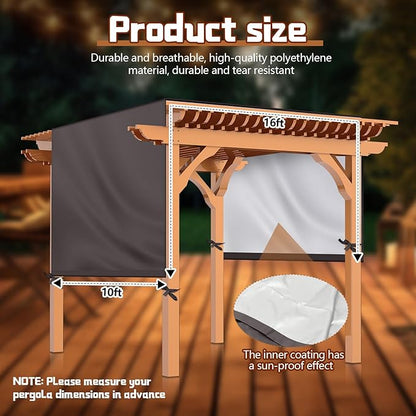 Universal Pergola Replacement Canopy Outdoor Canopy Shade Cover Waterproof Shade Top Cover for Outdoor Patio Porch Backyard(16 x 10 ft,Coffee)