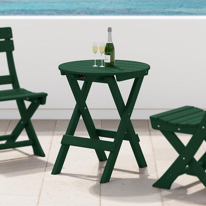 Costaelm Paradise HDPE Outdoor 24.5 Inch Round Portable Folding Patio Dining - Image 2