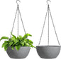 T4U Hanging Planters for Indoor Plants, 10 Inch Hanging Planter Outdoor 2 Pack, Hanging Basket with Drainage Holes, Hanging Plant Holder Indoor, Flower Pots, Plant Pots for Garden, Grey