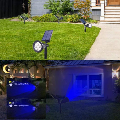 Outdoor Spotlights - 4 LED 2-in-1 Auto On/Off Solar Inground Lights for Patio Yard Garden Driveway Pathway (2 Pack, Blue)