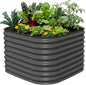 Vego garden 26" Extra Tall Raised Garden Bed Kits, 4 in 1 Modular Raised Planter Box for Vegetables Flowers Fruits Oval Metal Raised Garden-Modern Gray