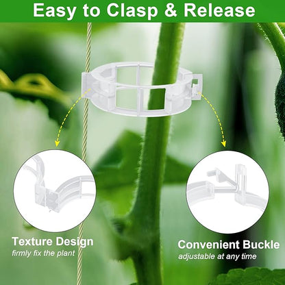 250 Pcs Tomato Clips, Plant Support Clips and J Tomato Hooks, Plastic Trellis Clip Vegetable Cages Vine Garden Clip for Tomatoes Cucumber Grape Melon, Makes Plants Grow Upright or Prevent Falling Off
