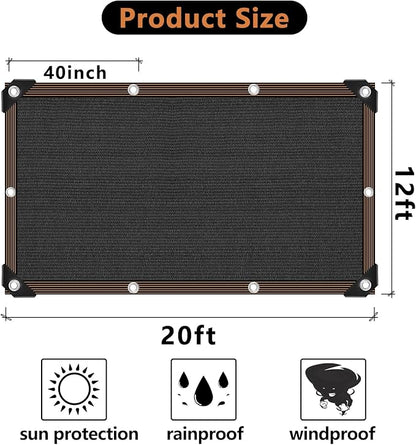 90% Shade Cloth for Garden -12 x 20 FT Durable Mesh Tarp with Grommets, Sunblock Net for Patio for Plants Greenhouse Outdoor Pergola Sun Shade Neting for Chicken Coop Cover