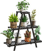 GHWIE Plant Stand Indoor Plant Shelf Outdoor bamboo Plant Rack, 3 Tiers Ladder Plant Holder Flower Stand for Living Room Balcony Garden Patio,Living Room Boho Home Decor for Gardening Gifts (Black)