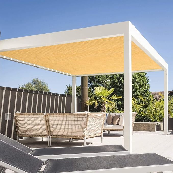 Eden's Decor Straight Flat-Edged Sun Shade Sail Rectangular 6' x 19' Wheat UV-Blocking Outdoor Canopy Fabric Cloth Awning for Pergola Patio Garden Backyard Custom Size