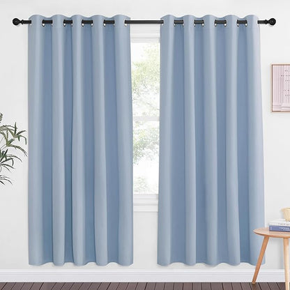 NICETOWN Vintage Blue Blackout Curtains for Bedroom 72 Inches Long, Thermal Insulated Room Darkening Grommet Window Curtains for Living Room Nursery, 66 inch x 72 inche, 1 Panel