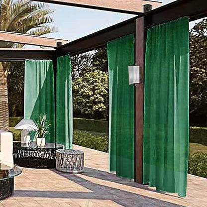 SpaceDresser Waterproof Outdoor Sheer Curtains for Patio - 2 Panels Rod Pocket Indoor Voile Sheer Curtain for Living Room,100W x 108L inch, Foliage Green