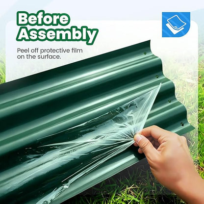 Quictent Galvanized Raised Garden Bed Metal Planter Box Bottomless for Backyard Outdoor, Include 1 pc Tomato Cage, Dark Green, 6x3x2 Ft